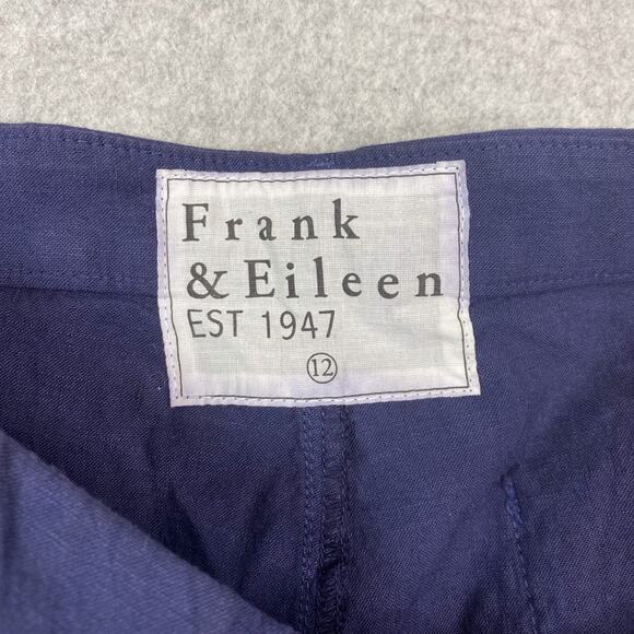 Frank & Eileen Womens 12 Navy Blue Kinsale Cotton Linen Blend Pants - Picture 8 of 9